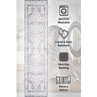 Washable Runner Rug Beige Bordered Long Hallway Carpet Mat 80cm x 300cm cm x 300 cm