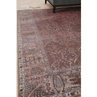 Distressed Washable & Liquid Repellent Living Room Area Rug Plum cm x 380 cm