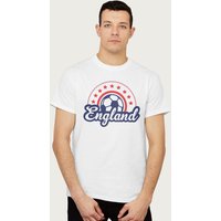 Coto7 Men's England Star World Cup Football Outline T-Shirt in White | Size: Medium