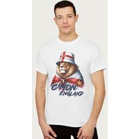 Cmon England Blue Flag Wrapped Lion Euro Football T Shirt