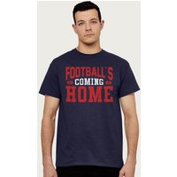 Football's Coming Home Men's Sports Text England Euro T-Shirt in Navy | Size: 2XL