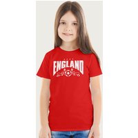 Coto7 England White Print Euro Football Banner T-Shirt in Red | Size: 5-6 Years