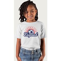 Coto7 England Star Euro Football Outline T-Shirt in White | Size: 5-6 Years