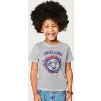 Coto7 England Spin Paint Streaks Euro Football T-Shirt in Mid Grey | Size: 7-8 Years
