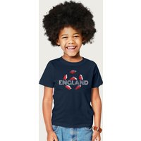 Coto7 England Retro Ball Art Euro Football T-Shirt in Navy | Size: 5-6 Years