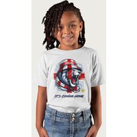 Coto7 England It's Coming Home Lion Roar Euro Football T-Shirt in White | Size: 9-11 Years