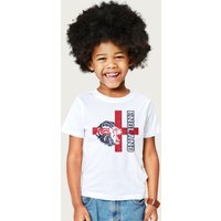 Coto7 England Lion Red Cross Euro Football T-Shirt in White | Size: 9-11 Years
