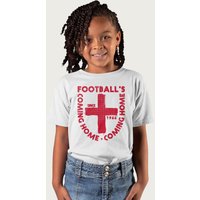 Football's Coming Home England Badge Euro Football T-Shirt in White | Size: 3-4 Years