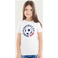 Football's Coming Home Football Badge Euro T-Shirt in White | Size: 3-4 Years