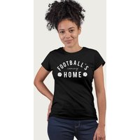 Football's Coming Home Women's White & Grey Text Euro Football T-Shirt in Black | Size: XL