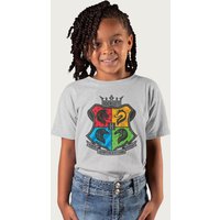 Harry Potter Hogwarts School Of Witchcraft & Wizardry Mascots T-Shirt in Mid Grey | Size: 5-6 Years