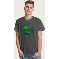 Gloomy Bear Men's The Naughty Grizzly Green Heart Scratch Anime T-Shirt in Charcoal | Size: XL