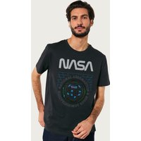NASA Men's Globe Retro Art T-Shirt in Black | Size: Large