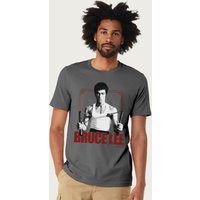 Bruce Lee Men's Nunchaku Stance Nunchucks T-Shirt in Charcoal | Size: Small