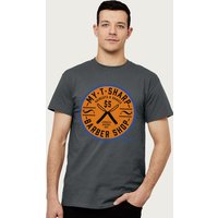 Coming To America Men's My T Sharp Barber Shop Logo T-Shirt in Charcoal | Size: XL