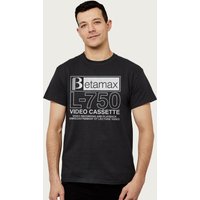Betamax Men's White B Logo L 750 Video Cassette T-Shirt in Black | Size: Medium