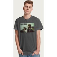 Escape From New York Men's Snake Wearing Leather Jacket T-Shirt in Charcoal | Size: XL