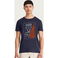 Fido Dido Men's White & Orange Text Frame T-Shirt in Navy | Size: Large
