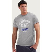 Coto7 Men's Awesome Dad & Rugby Lover Fathers Day T-Shirt in Mid Grey | Size: Small