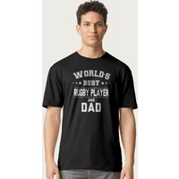 Coto7 Men's Worlds Best Rugby Player & Dad Fathers Day T-Shirt in Black | Size: Small