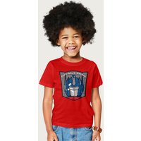 Transformers Optimus Prime Retro Face Badge T-Shirt in Red | Size: 5-6 Years