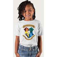 Harry Potter All Hogwarts School Shield T-Shirt in White | Size: 3-4 Years