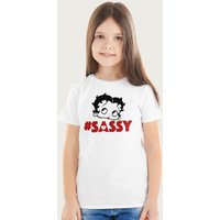 Betty Boop Heart Hashtag Sassy T-Shirt in White | Size: 9-11 Years