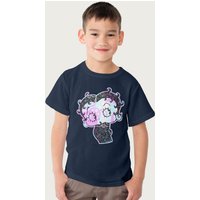 Betty Boop Swirls Pattern T-Shirt in Navy | Size: 7-8 Years