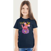 Clangers Tiny Clanger Time For Tunes Music Retro T-Shirt in Navy | Size: 12-13 Years