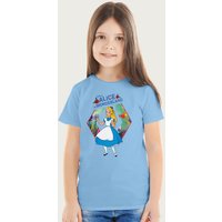 Alice In Wonderland Flowers Rose Text Disney T-Shirt in Light Blue | Size: 7-8 Years
