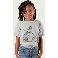 Disney Cinderella Roses & Feathers Sketch in Mid Grey | Size: 7-8 Years