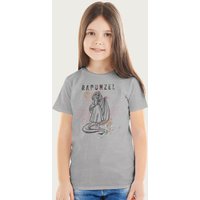 Disney Girl's Rapunzel Princess Floral Sketch T-Shirt in Mid Grey | Size: 12-13 Years