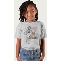 The Little Mermaid Floral Sketch Disney T-Shirt in Mid Grey | Size: 7-8 Years