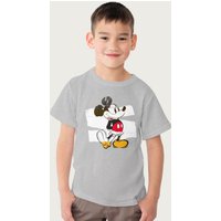 Mickey Mouse Paper Rip Collage Art Disney T-Shirt in Mid Grey | Size: 9-11 Years