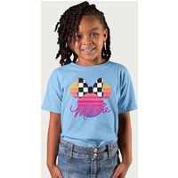 Disney Minnie Mouse Retrowave Head in Light Blue | Size: 7-8 Years