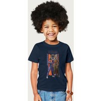 Black Panther Marvel Shuri Okoye Okavango Wakanda Forever T-Shirt in Navy | Size: 5-6 Years