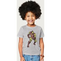 Iron Man Clenched Fists Pose Marvel T-Shirt in Mid Grey | Size: 7-8 Years