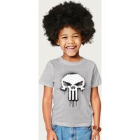 The Punisher Classic Paint Drip Skull Logo Marvel T-Shirt in Mid Grey | Size: 9-11 Years