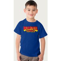 Marvel Comics Retro Red Yellow Logo T-Shirt in Royal | Size: 7-8 Years