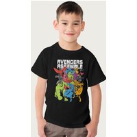 Marvel Avengers Assemble Comic Book Colour Art T-Shirt in Black | Size: 7-8 Years