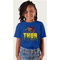 Thor Retro Pixelated Video Game Avengers Marvel T-Shirt in Royal | Size: 9-11 Years