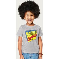 Marvel Comics 1990s 3D Perspective Logo T-Shirt in Mid Grey | Size: 7-8 Years