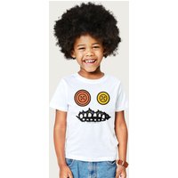 Fuggler Sasquoosh Budgie Face (White Red Light Purple Light Grey Yellow) T-Shirt in White | Size: 7-8 Years