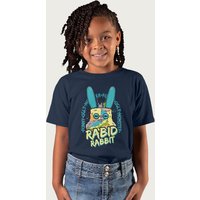Fuggler Rabid Rabbit Budgie Funny Ugly Monster T-Shirt in Navy | Size: 12-13 Years