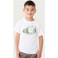 Moomin troll Relaxing In The Garden T-Shirt in White | Size: 12-13 Years