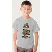 Moomin Snufkin Playing Accordian T-Shirt in Mid Grey | Size: 12-13 Years