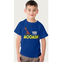 Moomin Sniff Running From The Spooky Hattifatteners T-Shirt in Royal | Size: 5-6 Years
