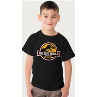 Jurassic Park The Lost World White Outline Logo T-Shirt in Black | Size: 3-4 Years
