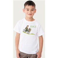 Percy The Park Keeper Percy On Bike With Animals T-Shirt in White | Size: 3-4 Years
