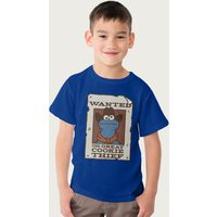 Sesame Street Cookie Monster Wanted Poster T-Shirt in Royal | Size: 7-8 Years